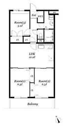 ベルフラット吉野 3LDKの間取図画像