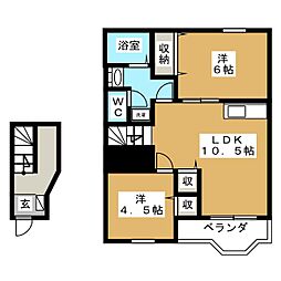 エスポアヒルズ5番館 2LDKの間取図画像