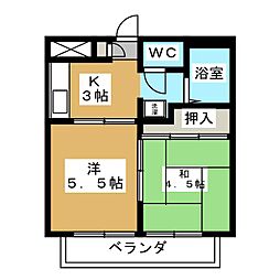 フジマンション 2Kの間取図画像