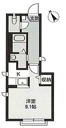 グランドールOz・II 1階ワンルームの間取り
