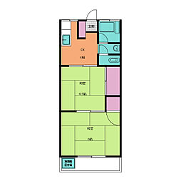 鎌倉コーポ 2階2Kの間取り
