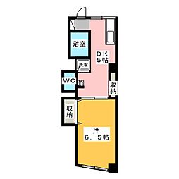 フクダビル 2階1DKの間取り