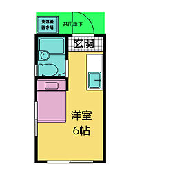 剛荘 1階ワンルームの間取り