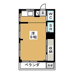 上野ハイツ 3階ワンルームの間取り