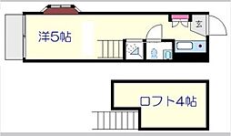 都営新宿線 篠崎駅 徒歩14分の賃貸アパート 1階ワンルームの間取り