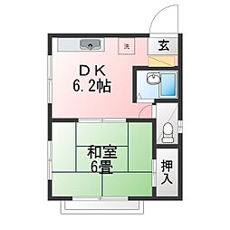 タカヨシコーポ 1DKの間取図画像