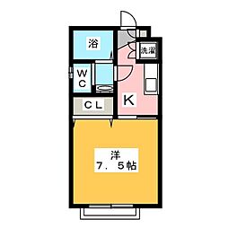 セゾンアムール 1Kの間取図画像