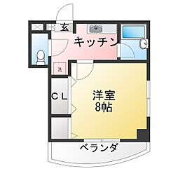マリーナタカケンビルNo6 1Kの間取図画像