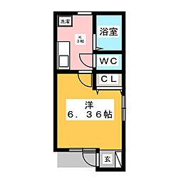 フローラ東小岩 1Kの間取図画像