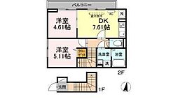 セレスティア北小岩 2DKの間取図画像