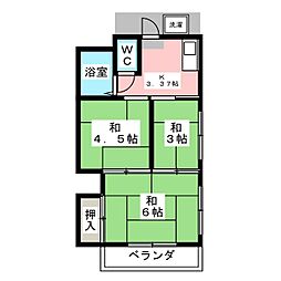 サカイマンション 3Kの間取図画像
