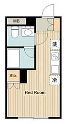 西武新宿線 武蔵関駅 徒歩8分の賃貸マンション 4階ワンルームの間取り