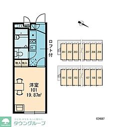 JR武蔵野線 東所沢駅 徒歩15分の賃貸アパート 3階1Kの間取り