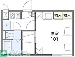 西武新宿線 西武柳沢駅 徒歩18分の賃貸アパート 1階1Kの間取り
