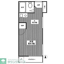 西武池袋線 中村橋駅 徒歩5分の賃貸アパート 2階1Kの間取り