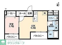 JR武蔵野線 新座駅 徒歩14分の賃貸アパート 1階1LDKの間取り