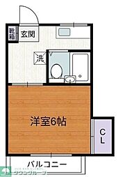 西武新宿線 武蔵関駅 徒歩13分の賃貸アパート 2階1Kの間取り