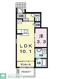 西武国分寺線 小川駅 徒歩6分の賃貸アパート 1階1LDKの間取り