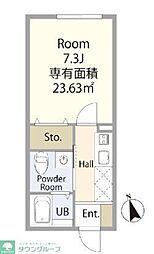 西武新宿線 東村山駅 徒歩13分の賃貸アパート 3階1Kの間取り