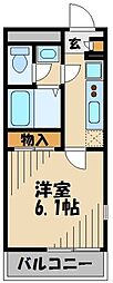 西武新宿線 花小金井駅 徒歩7分の賃貸アパート 3階1Kの間取り