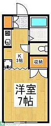 西武多摩湖線 一橋学園駅 徒歩4分の賃貸アパート 2階1Kの間取り