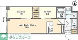 西武池袋線 中村橋駅 徒歩7分の賃貸アパート 2階2LDKの間取り