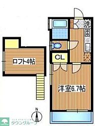 西武池袋線 大泉学園駅 徒歩10分の賃貸アパート 2階1Kの間取り