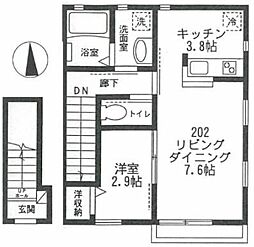 西武池袋線 石神井公園駅 徒歩4分の賃貸アパート 2階1LDKの間取り