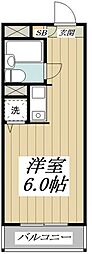 西武新宿線 武蔵関駅 徒歩2分の賃貸マンション 1階ワンルームの間取り