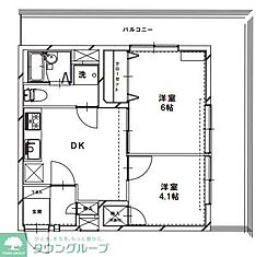 西武池袋線 富士見台駅 徒歩4分の賃貸マンション 4階2DKの間取り