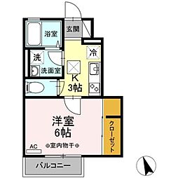 JR中央線 武蔵小金井駅 バス23分 花小金井駅南口下車 徒歩19分の賃貸アパート 1階1Kの間取り