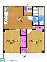西武新宿線 上石神井駅 徒歩16分の賃貸アパート 1階2DKの間取り