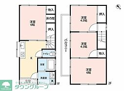 JR武蔵野線 新秋津駅 徒歩15分の賃貸一戸建て 4DKの間取り
