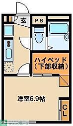 西武池袋線 西所沢駅 徒歩16分の賃貸アパート 2階1Kの間取り