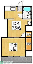 西武池袋線 所沢駅 徒歩13分の賃貸アパート 1階1DKの間取り