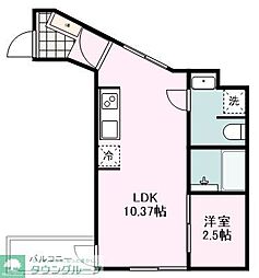 西武新宿線 航空公園駅 徒歩12分の賃貸アパート 3階1LDKの間取り