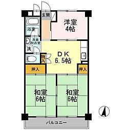 東京メトロ有楽町線 地下鉄赤塚駅 徒歩10分の賃貸マンション 2階3DKの間取り