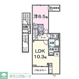 西武新宿線 田無駅 徒歩18分の賃貸アパート 2階1LDKの間取り