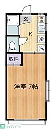 西武新宿線 田無駅 徒歩10分の賃貸アパート 2階1Kの間取り