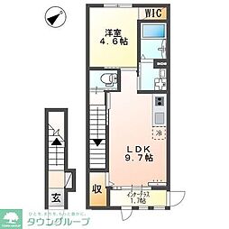 西武池袋線 所沢駅 徒歩17分の賃貸アパート 2階1LDKの間取り