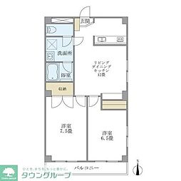 西武有楽町線 練馬駅 徒歩4分の賃貸マンション 3階2LDKの間取り
