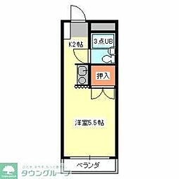 西武新宿線 花小金井駅 徒歩27分の賃貸マンション 3階1Kの間取り