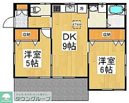 西武池袋線 所沢駅 徒歩17分の賃貸一戸建て 2DKの間取り