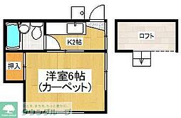 西武池袋線 秋津駅 徒歩10分の賃貸アパート 1階1Kの間取り
