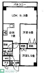 西武池袋線 所沢駅 徒歩6分の賃貸マンション 4階2LDKの間取り
