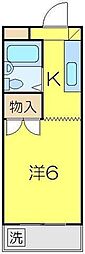 西武池袋線 所沢駅 徒歩7分の賃貸アパート 3階ワンルームの間取り