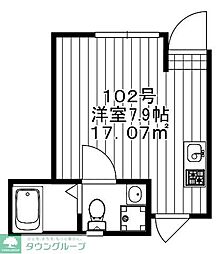 西武新宿線 西武柳沢駅 徒歩12分の賃貸アパート 1階ワンルームの間取り