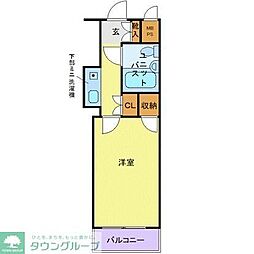西武池袋線 練馬駅 徒歩7分の賃貸マンション 2階1Kの間取り