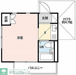 ハイツひばりケ丘 ワンルームの間取図画像