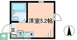 西武豊島線 豊島園駅 徒歩1分の賃貸アパート 1階ワンルームの間取り